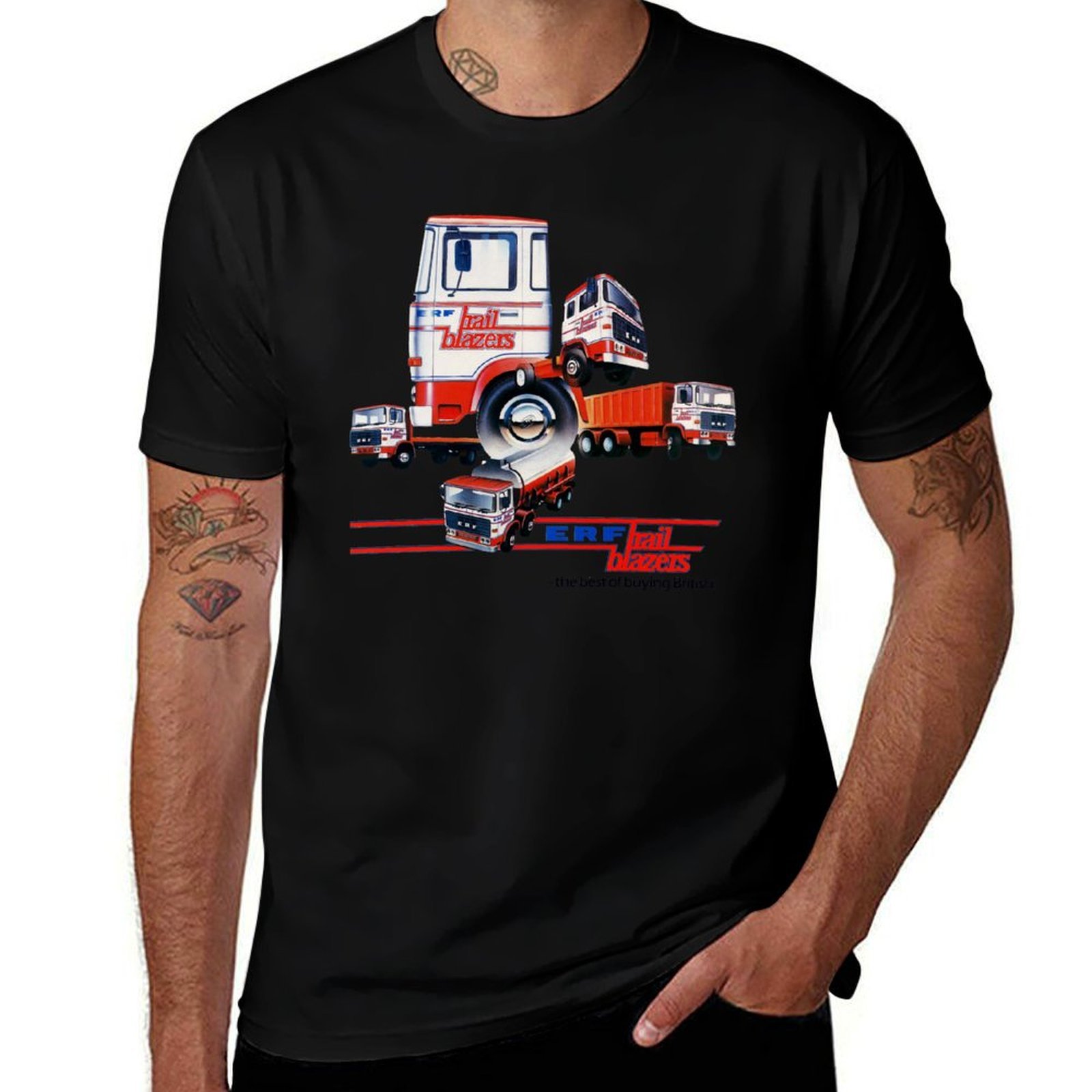 Mens Fashion In 1980S - ERF TRUCKS - 1980년대 광고 티셔츠