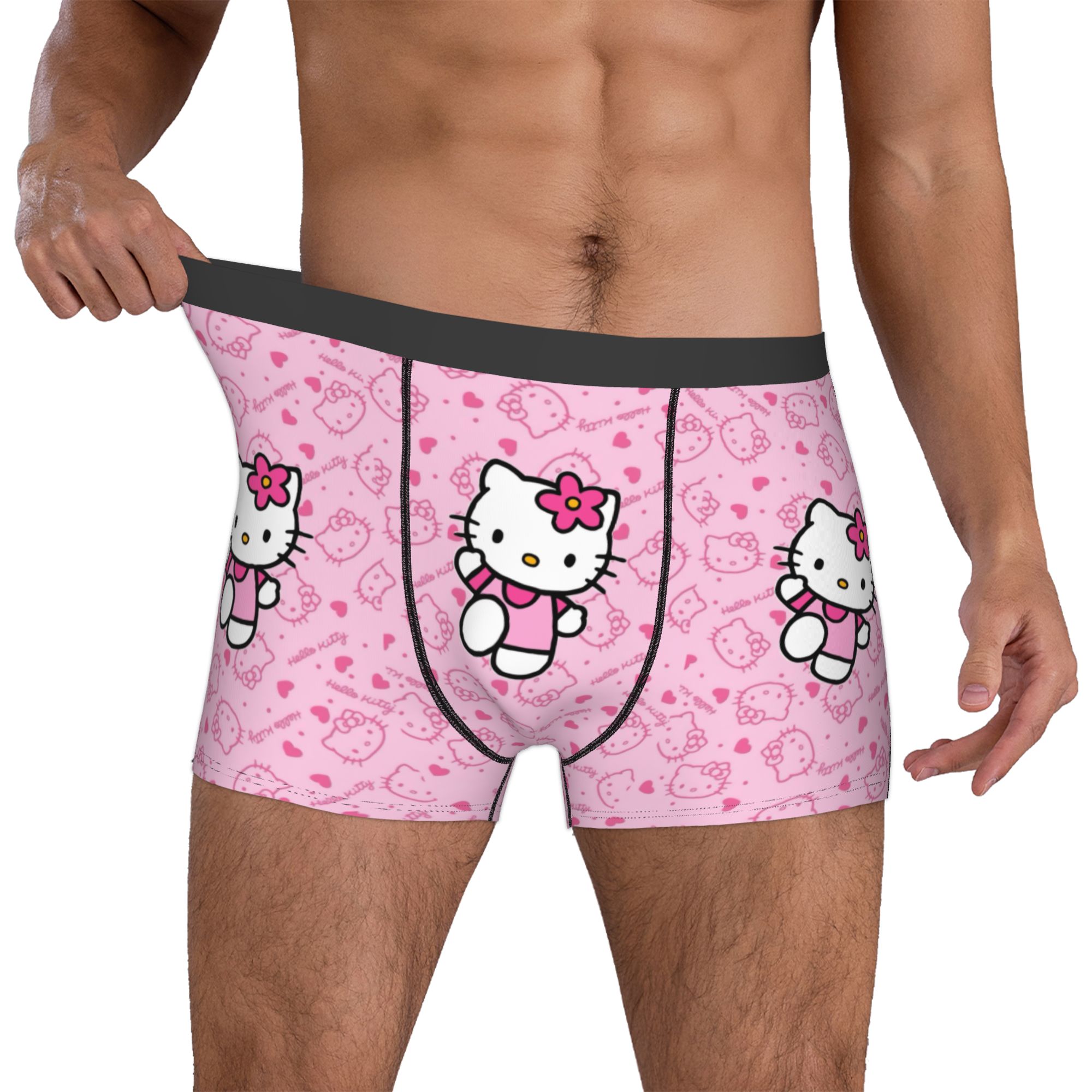 Men'S Fashion Underwear - 여자 고양이 속옷 남성용 프린트 핑크