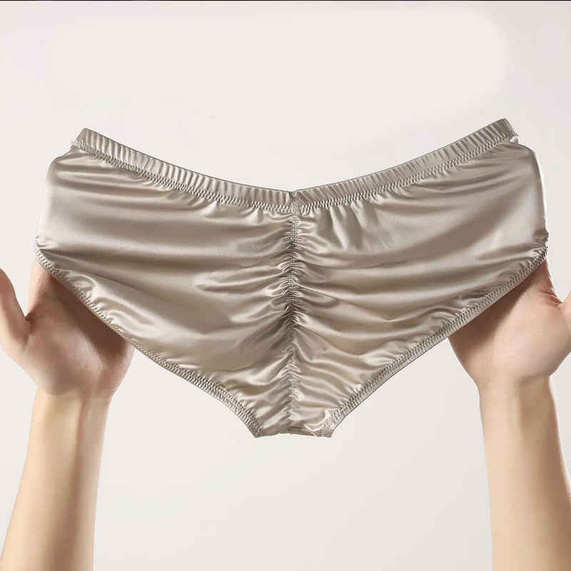 Men'S Fashion Underwear - 4pcs 남성용 브리프 반짝이는 새틴 로우라이즈