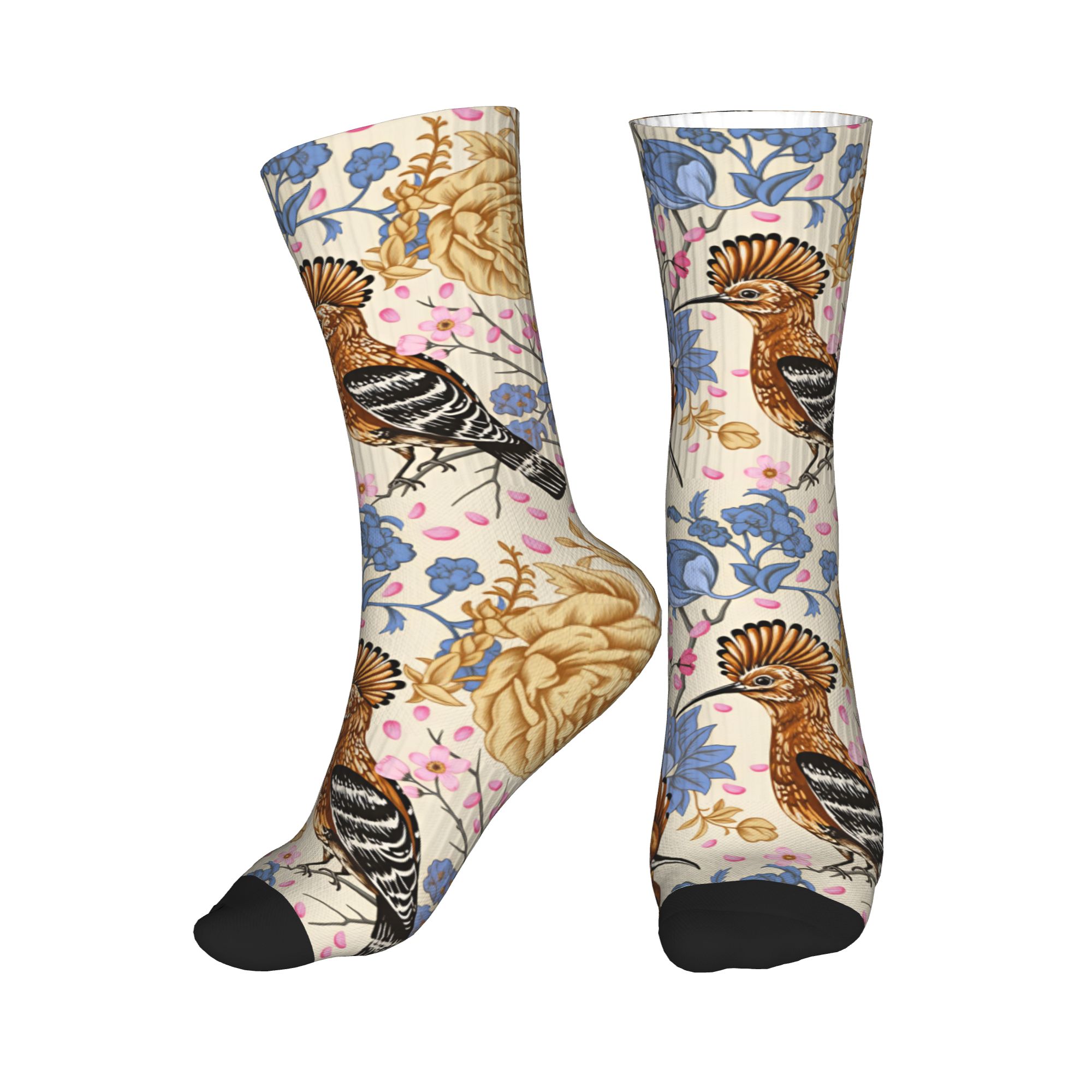 Men Fashion Vintage - Hoopoe Bird Blue Peony 빈티지 꽃무늬