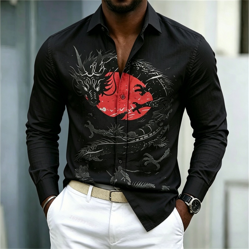 2026 신상 남성 셔츠 화이트 블랙 레드 배색 드래곤 - Men'S Fashion Tips 리뷰 및 가격