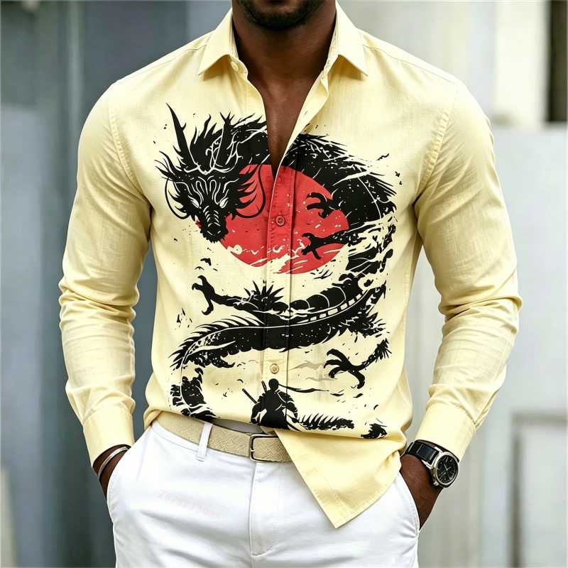 2026 신상 남성 셔츠 화이트 블랙 레드 배색 드래곤 - Men'S Fashion Tips 리뷰 및 가격