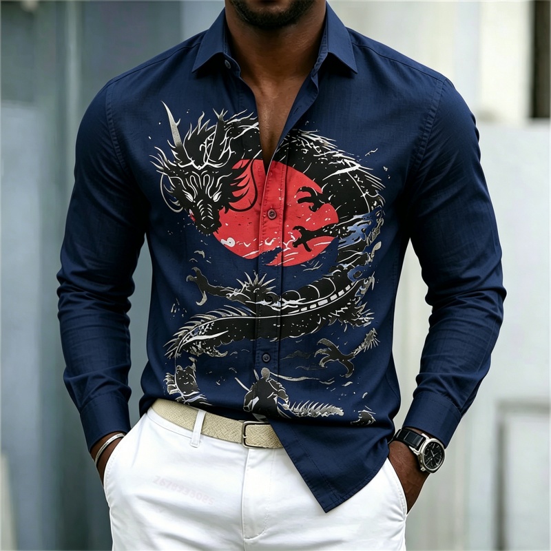 2026 신상 남성 셔츠 화이트 블랙 레드 배색 드래곤 - Men'S Fashion Tips 리뷰 및 가격