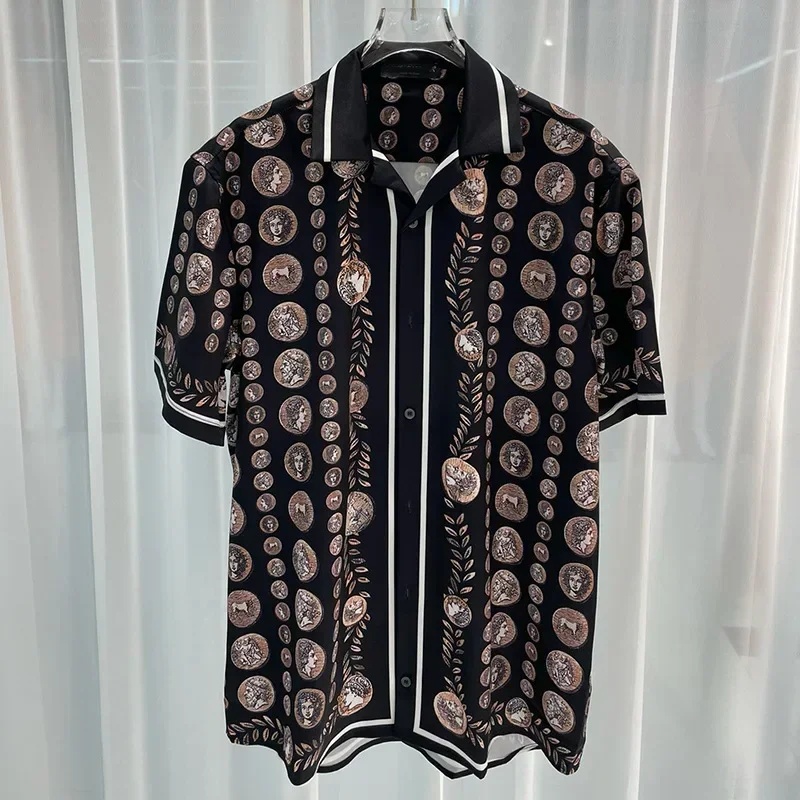 로얄 럭셔리 남성 셔츠 세트 빈티지 패턴 캐릭터 프린트 - Men Fashion Vintage 리뷰 및 가격